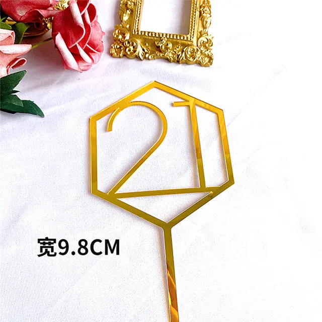 Neue 10/18/20 Zahl Alles Gute zum Geburtstag Kuchen Topper Gold Geburtstag Party Acryl Cupcake Topper Hochzeitstag Dessert Dekoration – Detail 25