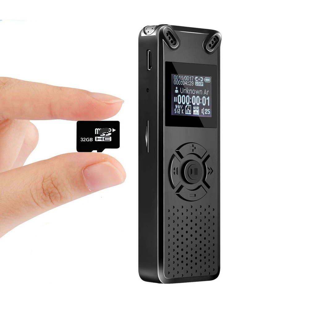 Digital Audio Voice Recorder 8GB 16GB Professional Portable Recorder MP3 For Interview Business Support Up to 32G TF Card V91