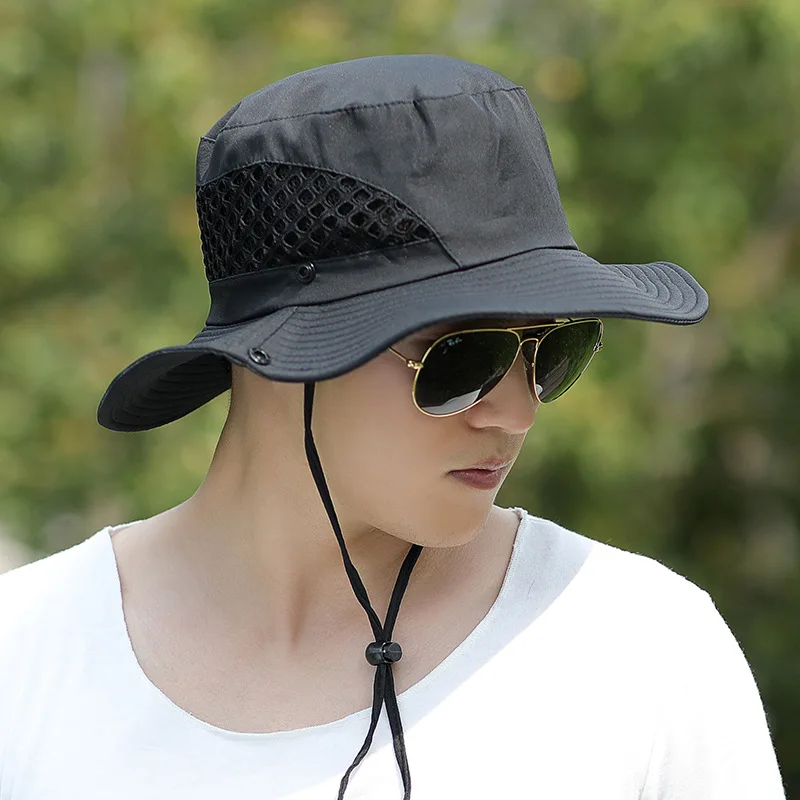 Unisex Summer Foldable Sun Fisherman Hat Men Women Wide Brim Casual Travel Beach Sunscreen UV Outdoor Sport Fishing Cap R22