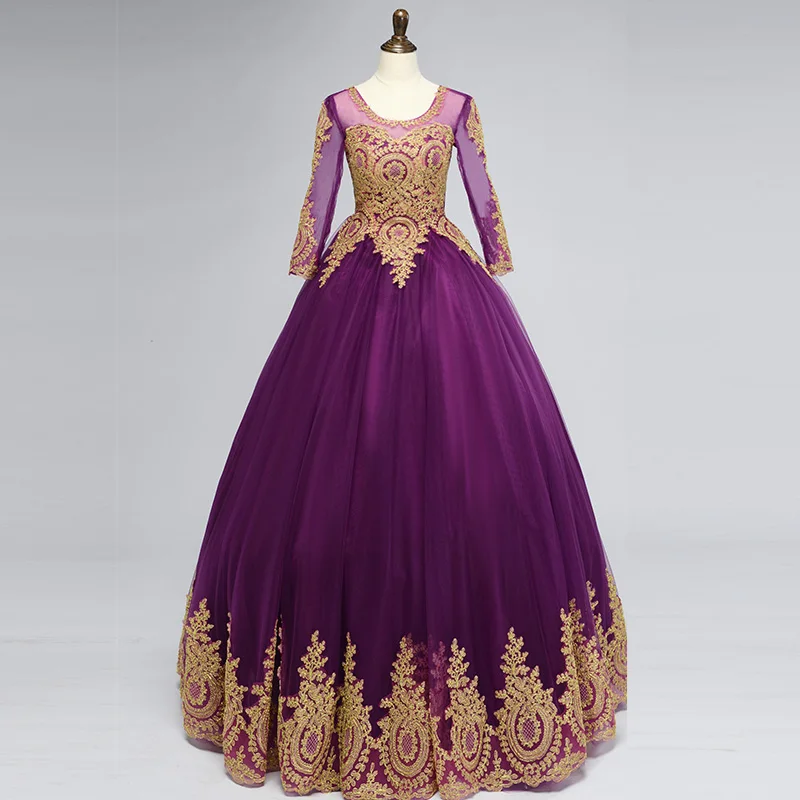 

2023 New Vintage Lace Purple Ball Gown Quinceanera Dresses Vestido De Novia Customized Plus Size Candy Color Prom Dress