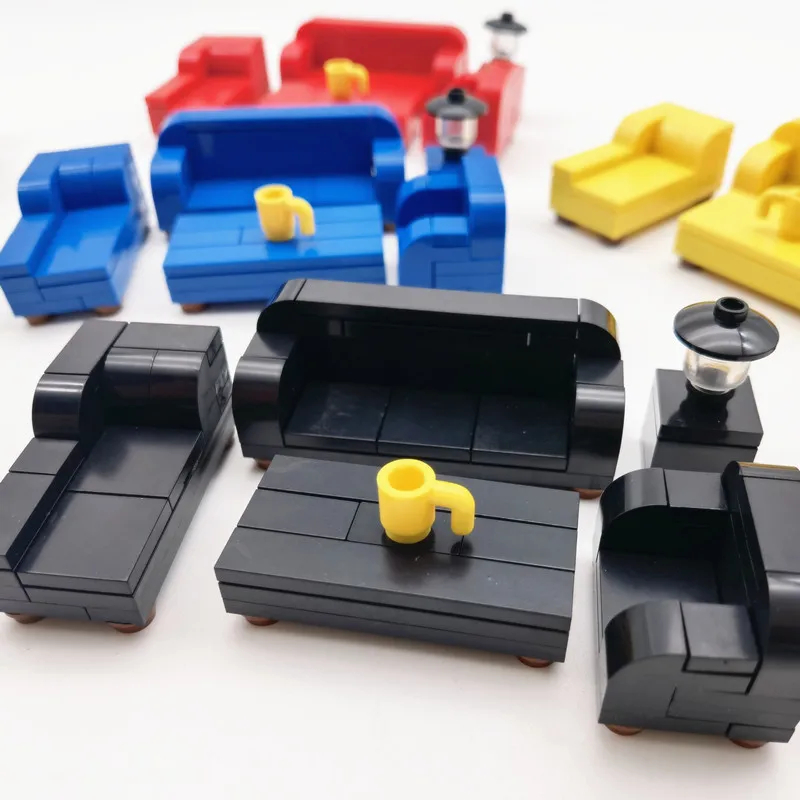 

Совместимый набор мебели для дивана, строительные блоки, детали MOC, Классический город, мин., кирпичи, игрушки, аксессуары «сделай сам», детские образовательные игрушки, блоки