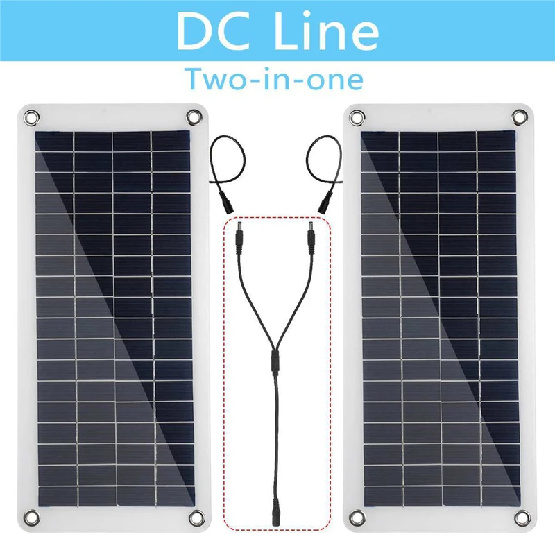 30cm 2 In 1 Cable Power Cord Solar Panel Kit DC Line For Moblie Phone Computer Camera Battery Charger