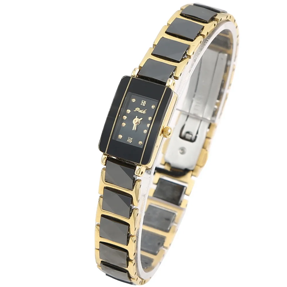 Women Integral Black Dial Ceramic Quartz Wrist Watch Luxury Business Women Waterproof Watches