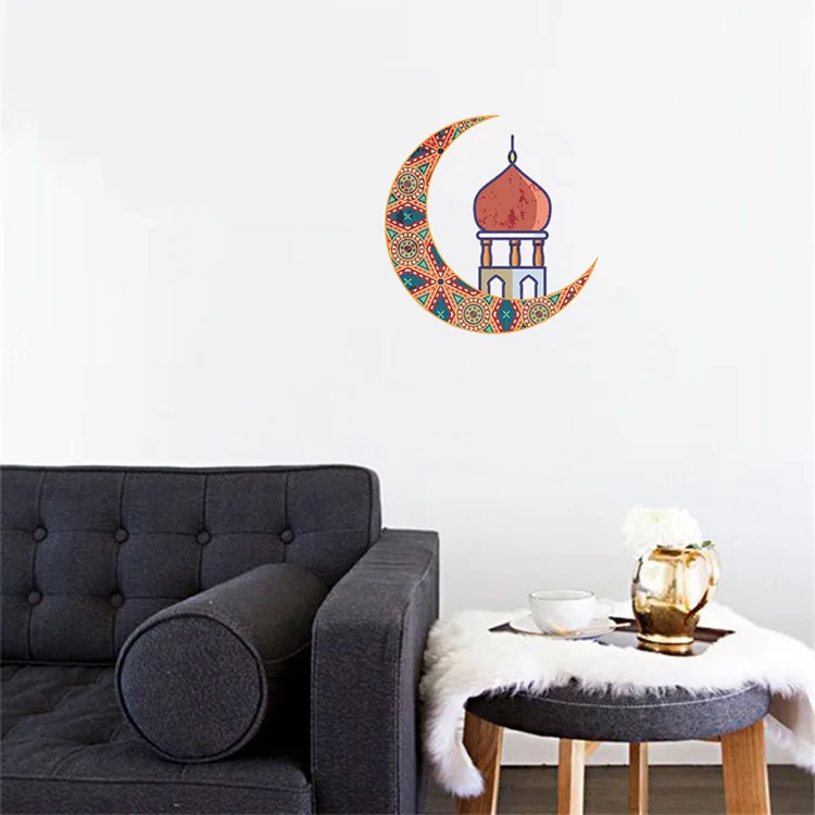 Klassischer Halbmond-Wandaufkleber im Schloss-Stil, Ramadan-Festdekoration, Tapete für Wohnzimmer-Hintergrund, Heimdekor-Aufkleber – Detail 6