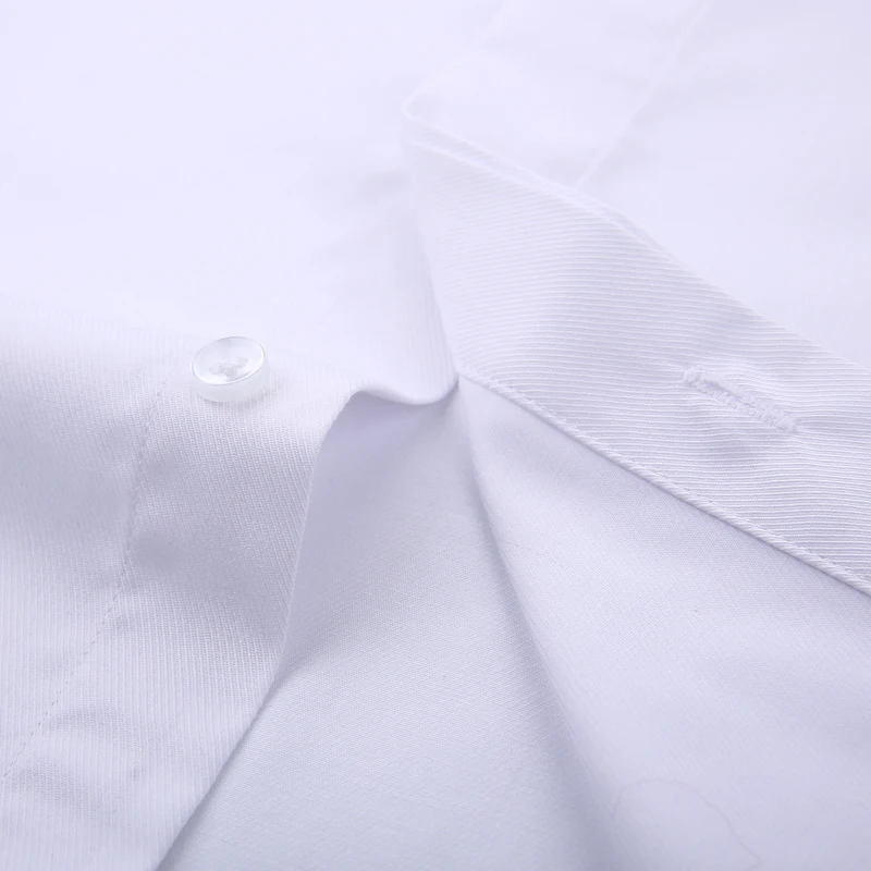 Camisa de vestir de puño francés con botones ocultos para hombre, diseño clásico sin bolsillo, manga completa, ajuste estándar, camisas blancas para