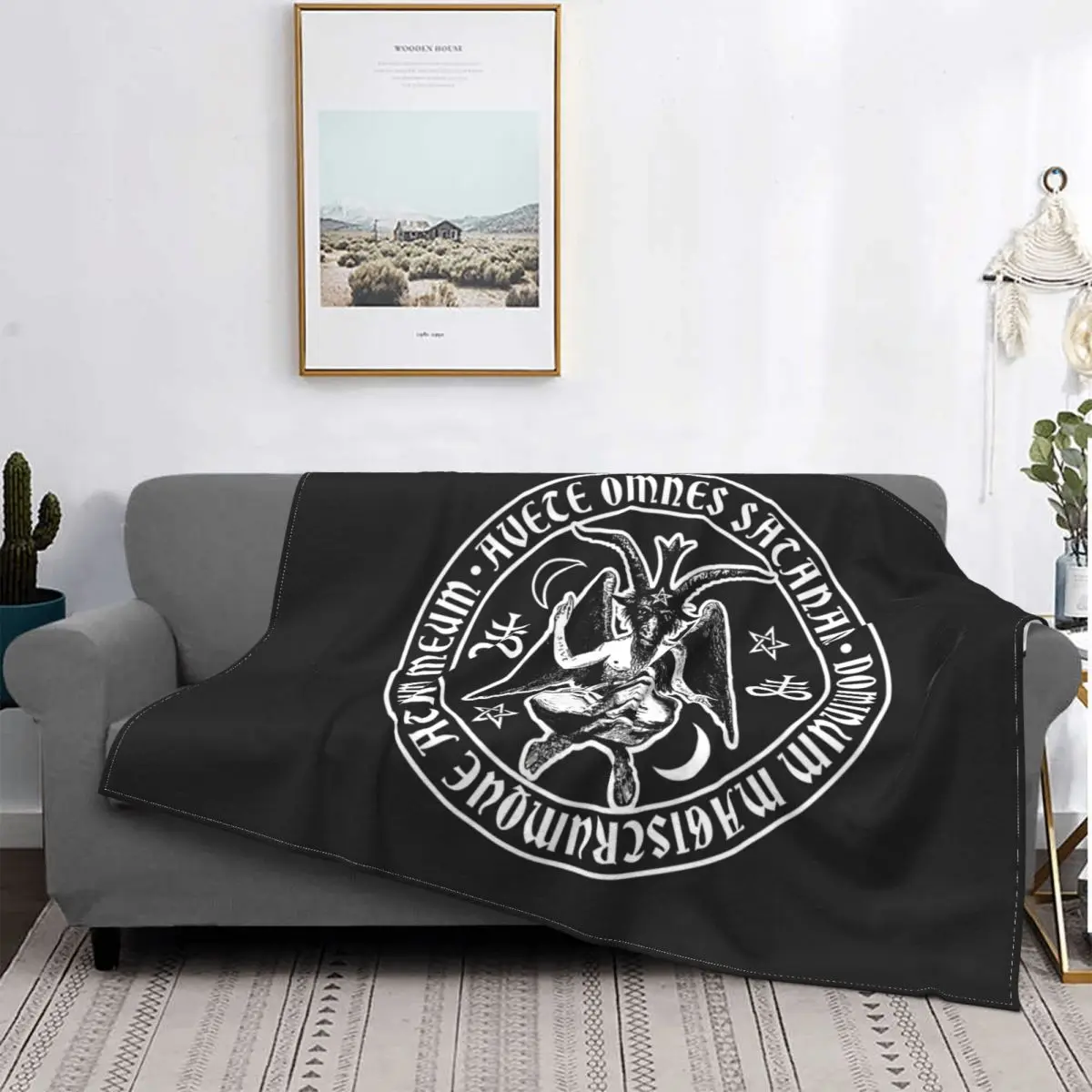 

Baphomet Satanic Crosses With Hail Satan Blankets Fleece Decoration Throw Blankets for Bedding Bedroom Plush Thin Quilt