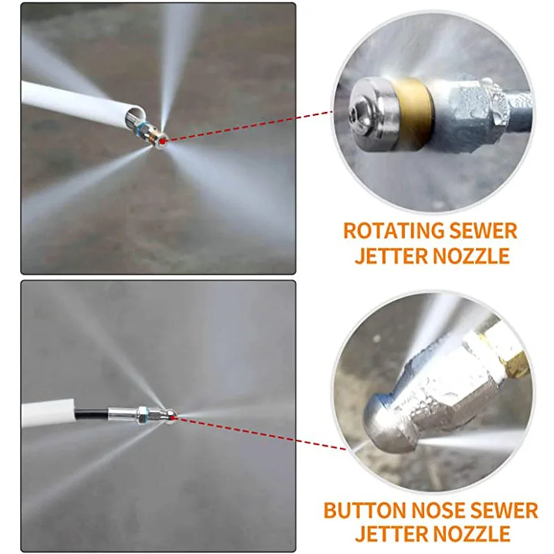 1/4 Stainless Steel Pressure Washer Jetter Nozzle BSP Female Rotary Sewer Cleaning Nozzle Pipe Drain Washing Tools Head