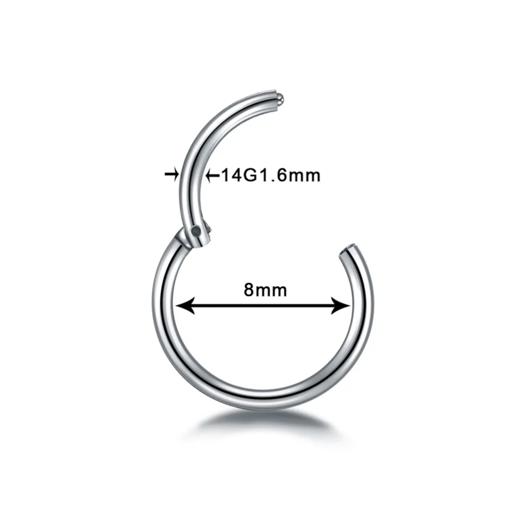 1PC Titanium Septum Piercing 10/12/14/16/18/20G Segment Ring Clicker Helix Conch Daith Nose Hoop Earring TITANIUM PIERC JEWELRI
