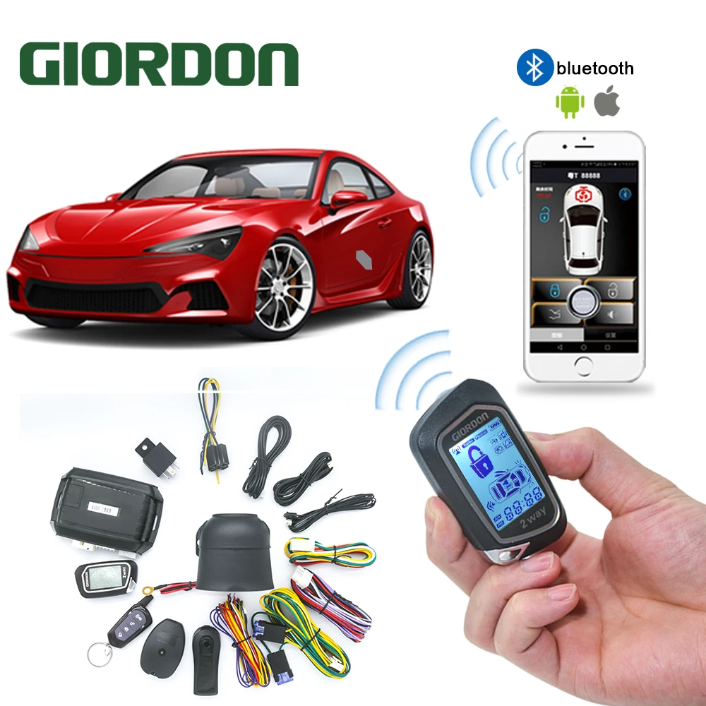 LCD Remote Controller For Two Way Car Alarm PKE APP Phone Remote Start Car Engine Car Alarm Push 2020 version