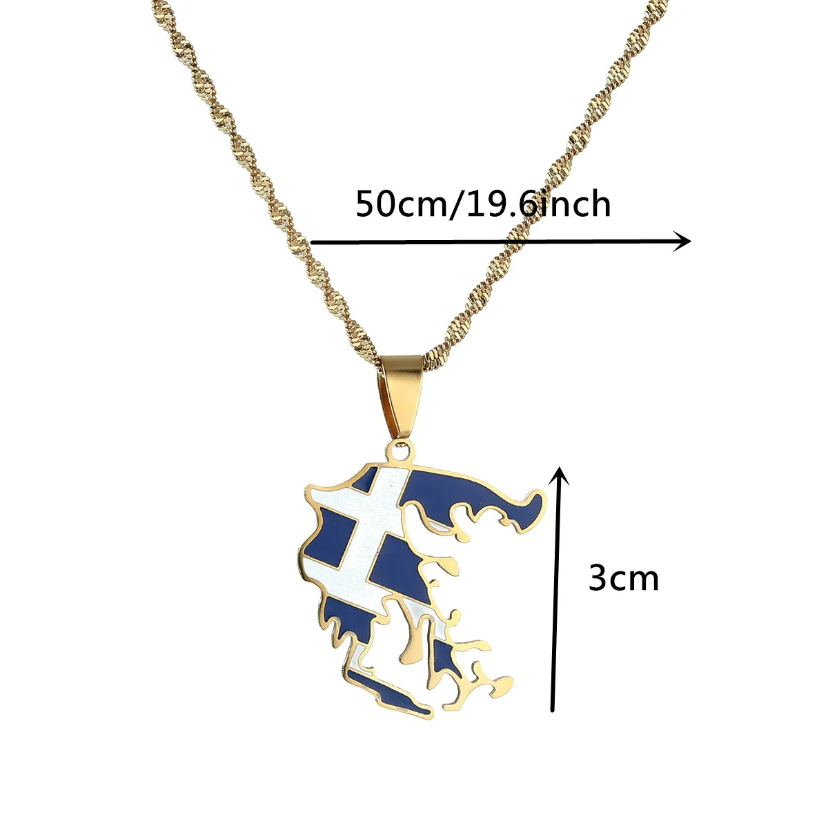 Stainless Steel Greece Map Flag Pendant Necklaces Greek Jewelry Patriotic Gift