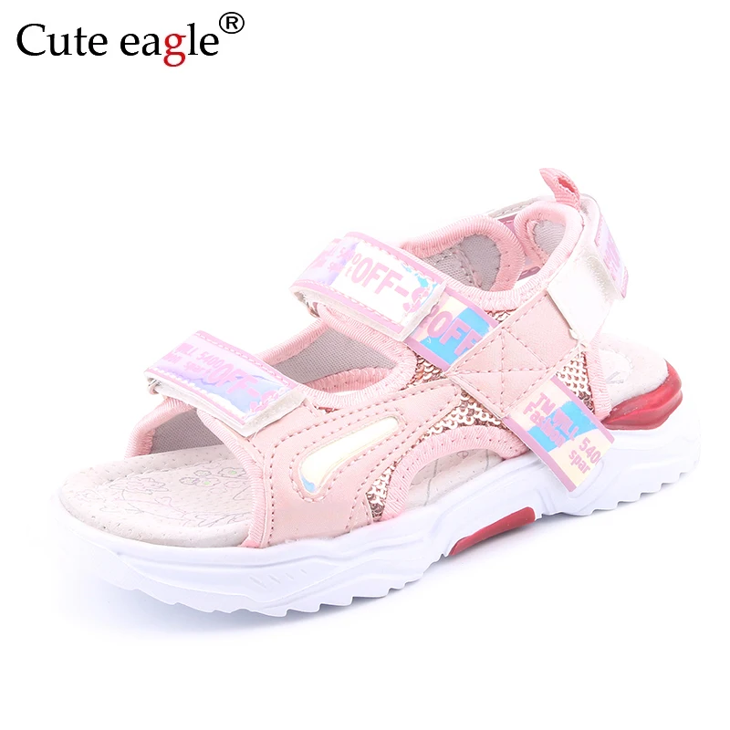 Fashion Girls Sandals Rainbow Sole Children's Beach Shoes 2022 New Summer Kids Sandals For Girls Princess Leather Casual Shoes