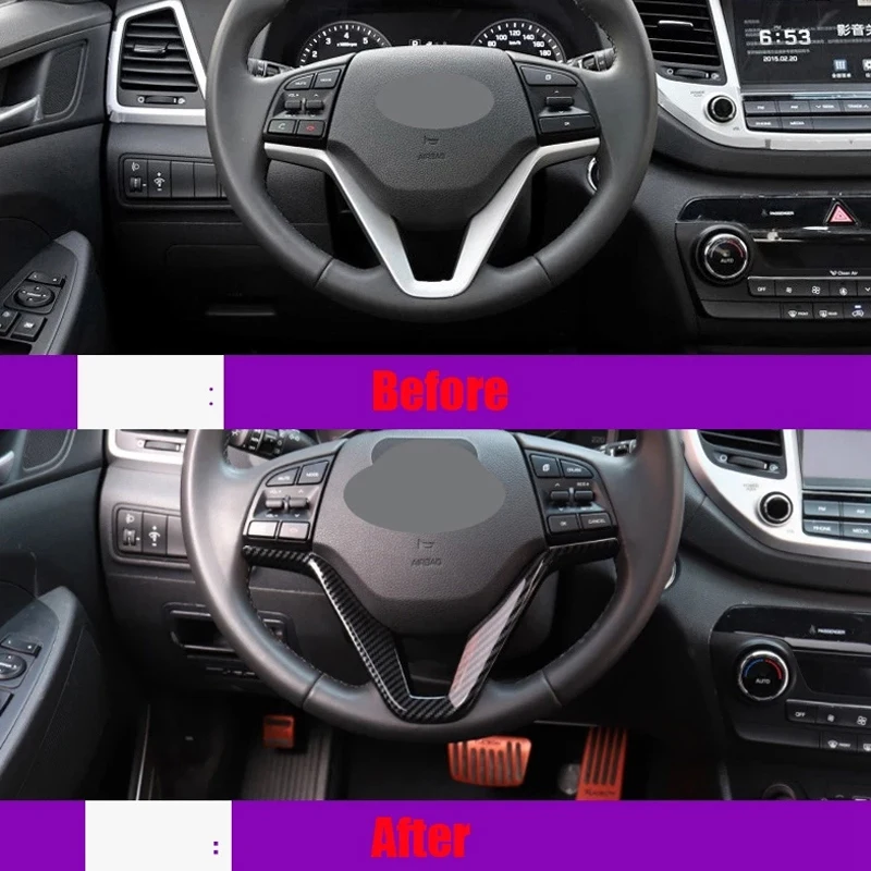 ABS Accessories For Hyundai Tucson 3Th 2015-2019 LHD Car Steering Wheel Sequins Cover Interior Trims