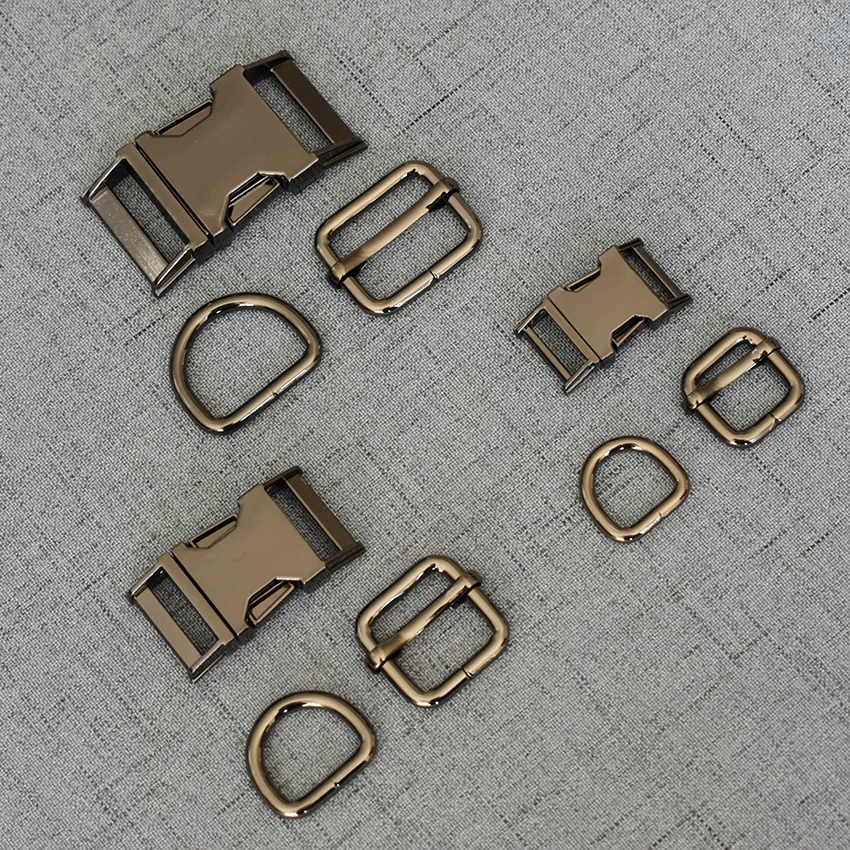 

50 Sets 15mm/20mm/25mm Webbing Metal Hardware D Ring Adjuster Belt Strap Slider Release Buckle For Dog Collar DIY Accessory