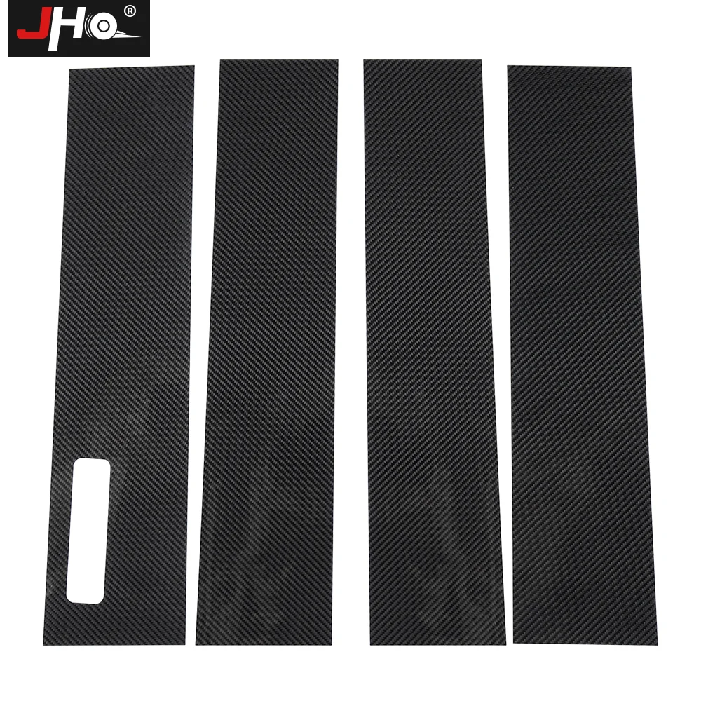 JHO Front Rear Carbon Grain B Window Pillar Post Stickers For Ford F150 Raptor 2017-2020 2019 2018 4-door XLT Limited Lariat 6