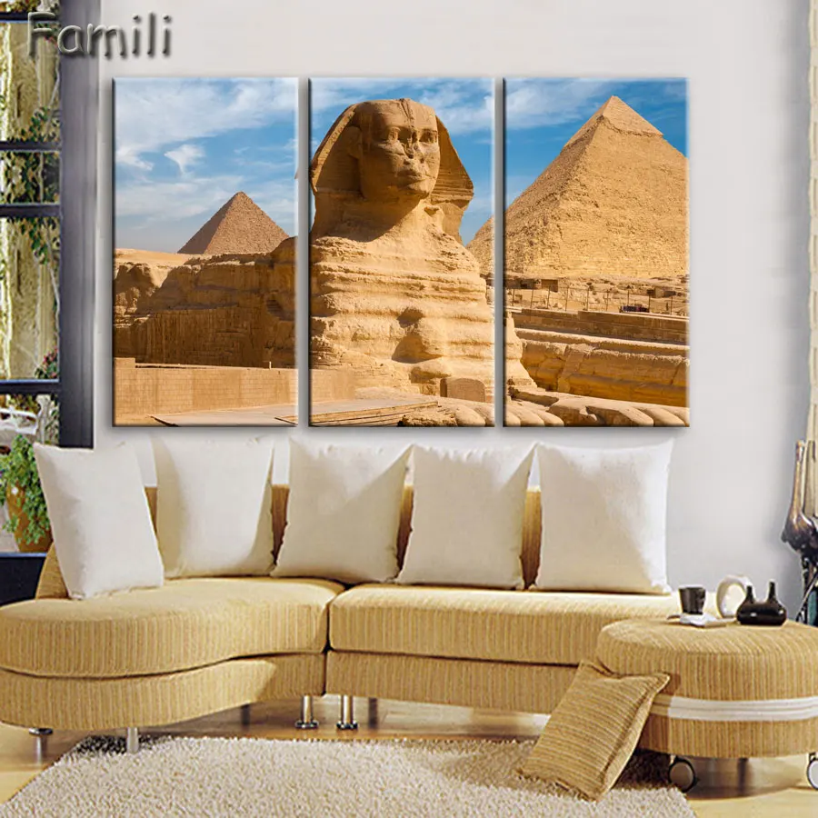 

3 pcs/set Art Egypt Pyramids Camel Print Canvas Oil Painting Unframed Wall Pictures for Living Room Top Wall Decor Animal Poster