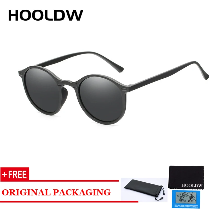 HOOLDW Vintage Women Polarized Sunglasses UV400 Men Retro Round Small Sun Glasses Male Driving Goggle Eyewear Gafas de sol