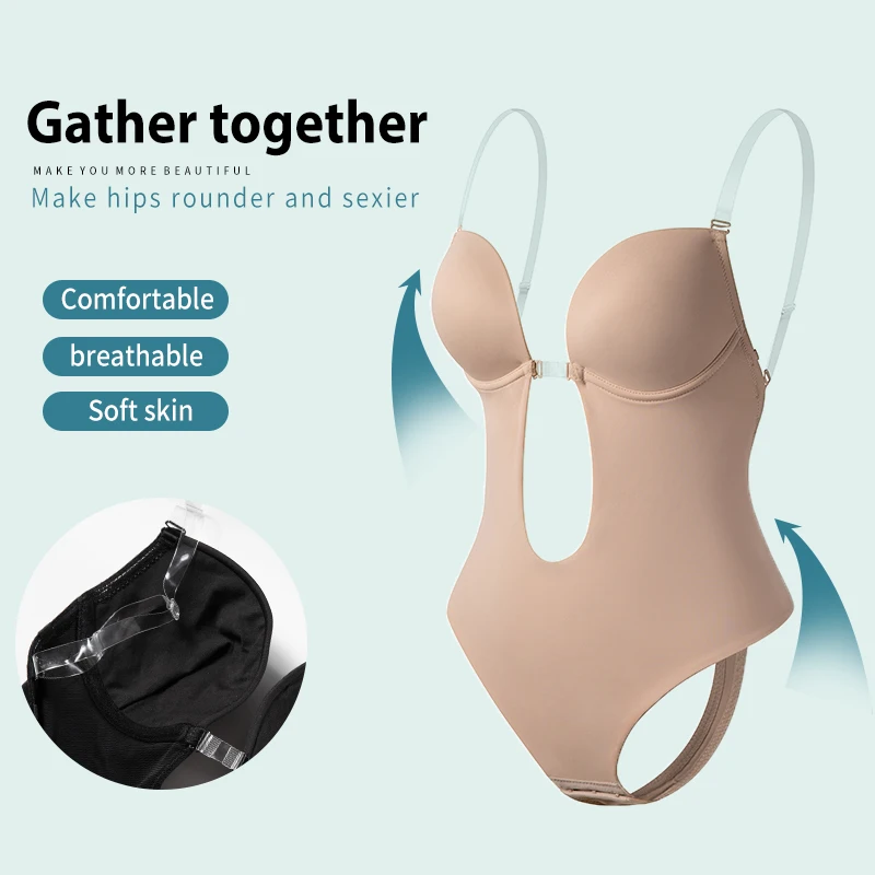 Prenda Modeladora para Mujer, Entero con Cuello en V, Escote Profundo, Ropa Moldeadora, Diseño Pegado al Cuerpo, Espalda Descubierta, Corsé de
