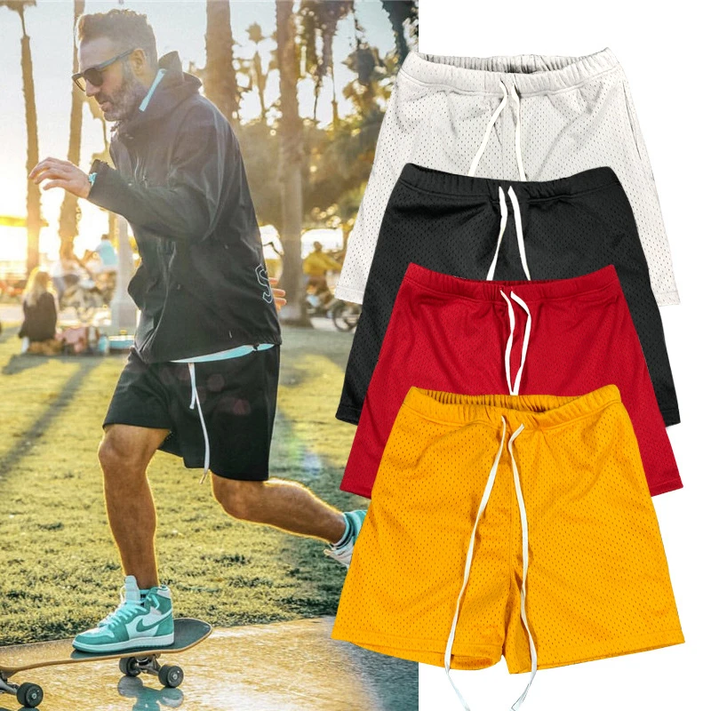 New Arrival Large Mesh Shorts Mens Shorts Summer Shorts  Comfortable Breathable 4 Colors Available Loose Cool Shorts 6659