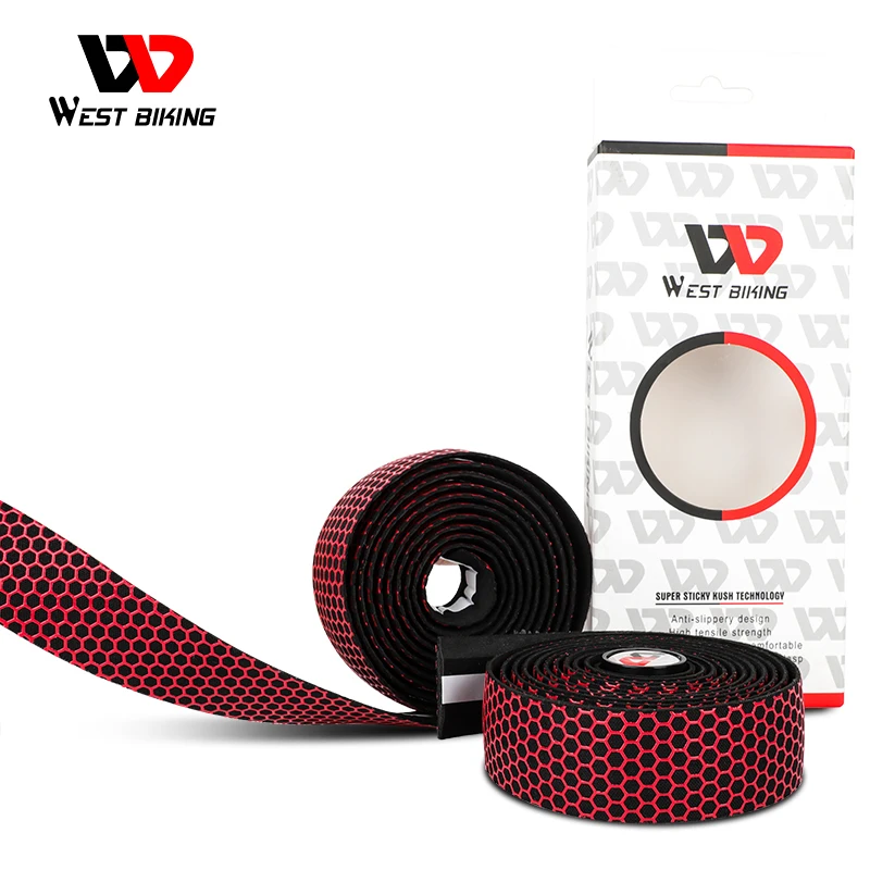 WEST BIKING Bike Handlebar Tape Road Bicycle Anti-slip Silica Gel EVA Shock Absorption Handle Bar Tape Cycling Wrap End Plug