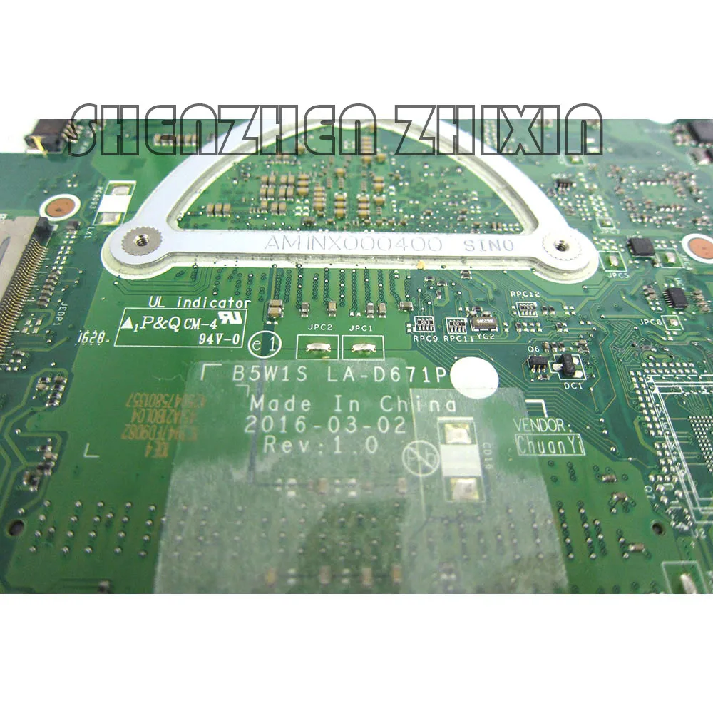 yourui For ACER Aspire ES1-572 Laptop Motherboard SR2EU I3-6100U CPU  DDR3L NBGD011001 LA-D671P 100% Tested