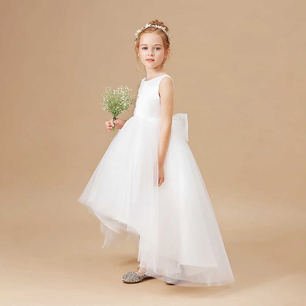 Assymetric Flower Girl Dress For Kids compleanno sera festa cerimonia matrimonio Pageant Ball prima comunione banchetto evento Prom