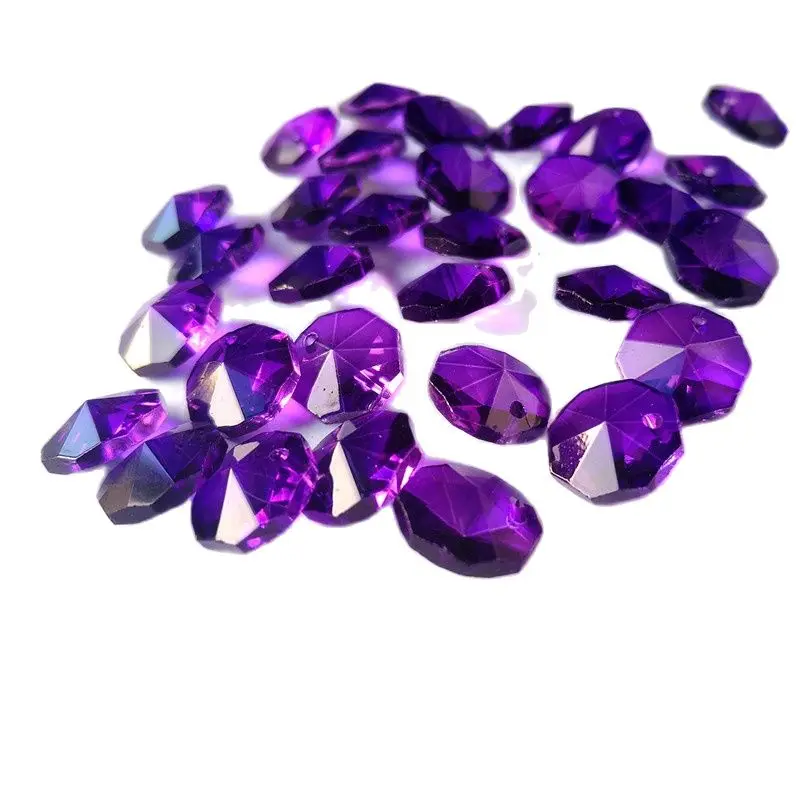 Imagem -03 - Top 1000 Pcs 14 mm Dark Purple Crystal Octagon Beads em um Buraco para Peças Chandelier Faça Você Mesmo Cortina Acessórios Decoração do Casamento