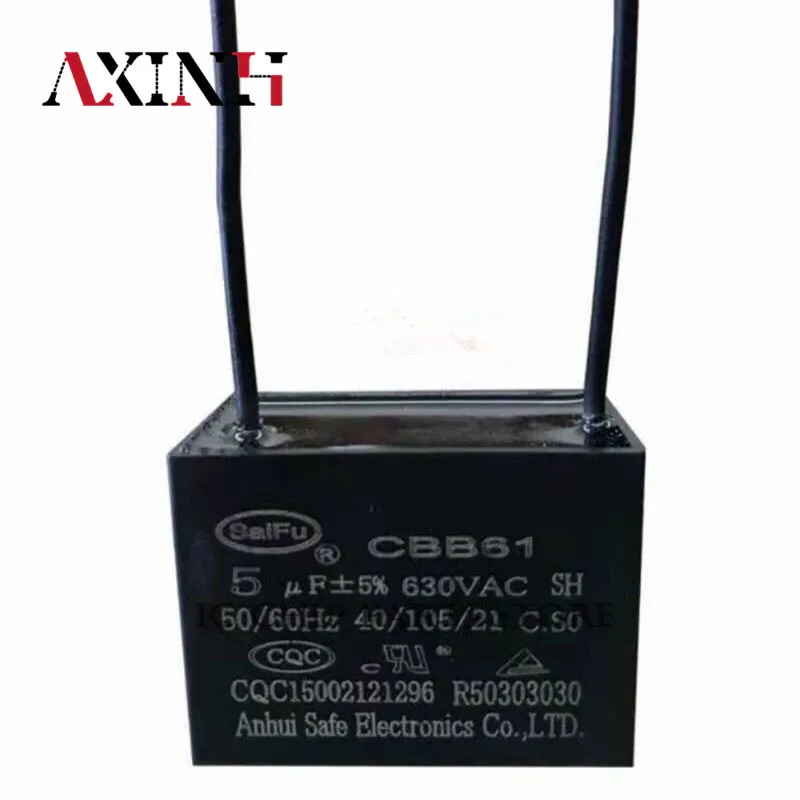 CBB61 fan start capacitor 0.22uf/0.33uf/0.47uf/0.5uf/0.56uf/0.6uf/1uf/2uf/2.2uf/3uf/4uf/5UF/8uf/10uf/15uf/2.7uf/2.4uf/1.2uf 630V