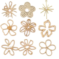 5-10Pcs/lot Wholesale Alloy Sun Flowers Charms For Diy Jewelry Making Pearls Hollow Flower Pendant Earrings Necklace Supplies