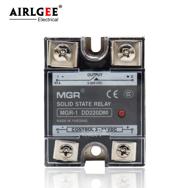 

1Pcs MGR-1 DD220D80 80A SSR Solid State Relay DC To DC SSR-80DD Input 3-32VDC Control Output 5-220VDC