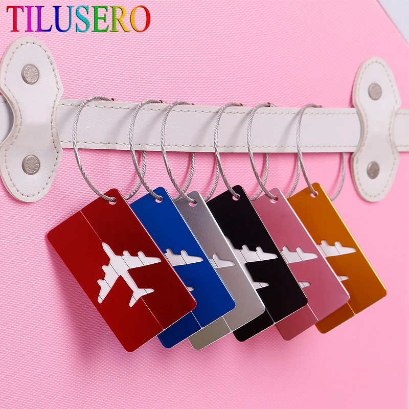 Round airplane shape Travel Accessories Creative Luggage Tag Baggage Name Tags Aluminium Alloy Luggage Tags