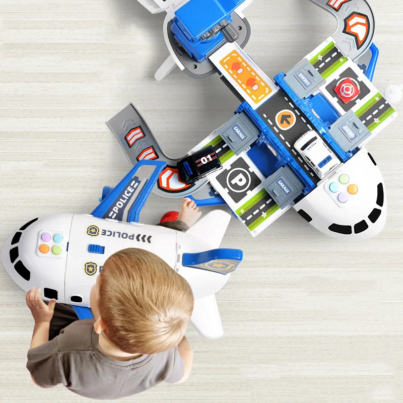 Children multifunctional aircraft toys scene fire truck inertia automobile engineering vehicle model eduction puzzle boy toy gif