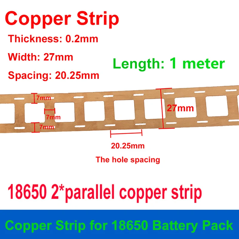 Copper Strip 0.2mm Thickness 18650 21700 32650 32700 Cells DIY Battery Pack LiFePO4 Spot Welding Connection E-Bike E-Motorcycle