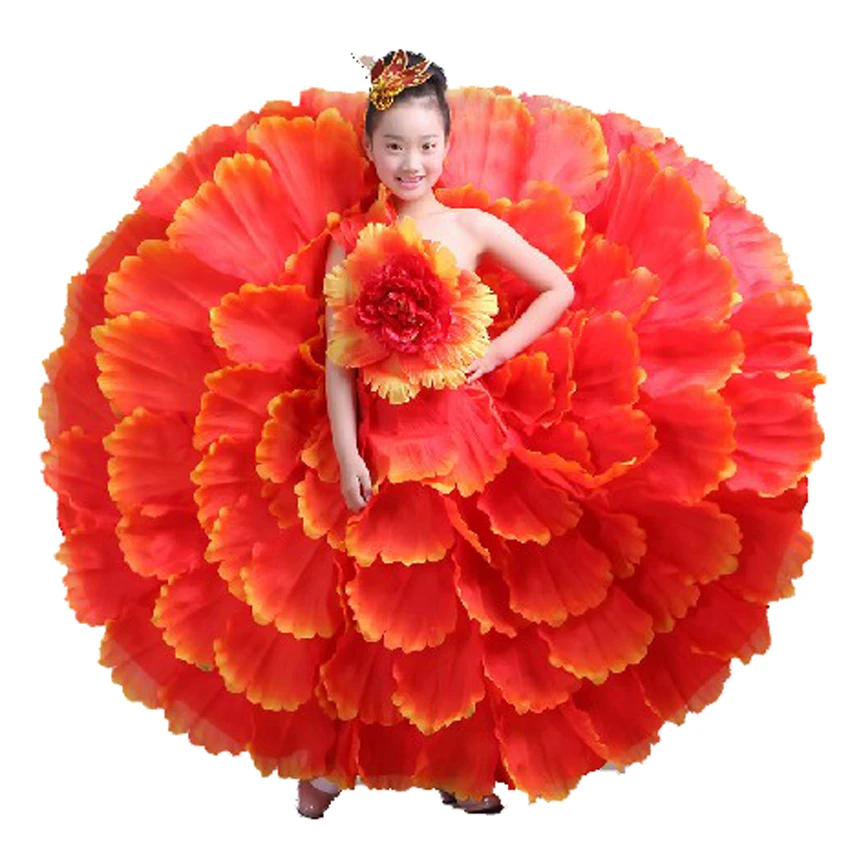 6 Kleuren Joodse Gypsy Stijl Kinderen Meisjes Spaanse Flamenco Jurk Ruffle Bloemen Vintage Elegent Bruiloft Slijtage Dans Jurk