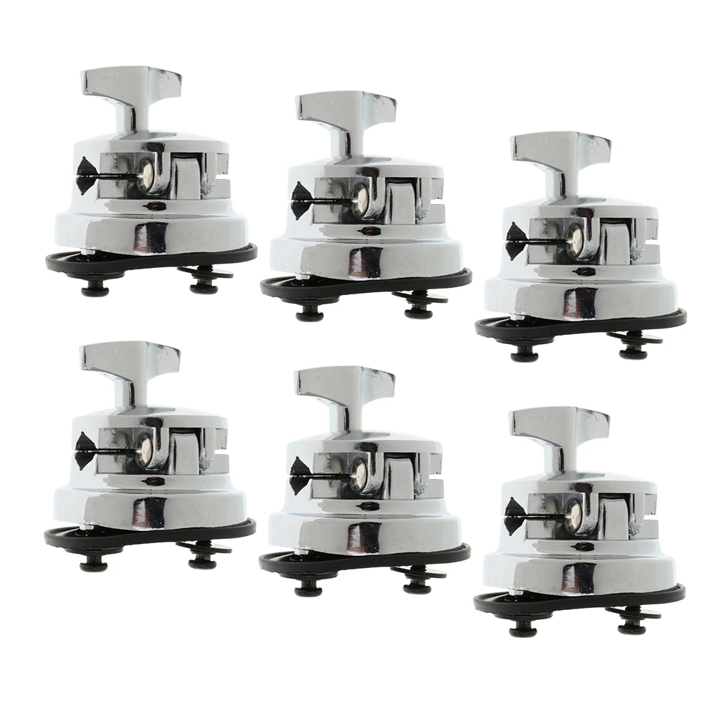 6pcs Durable Zinc Alloy Opened Drum Base Support Holder Drum Rack Clamp Drum Tom Mount Bracket Percussion Accessory