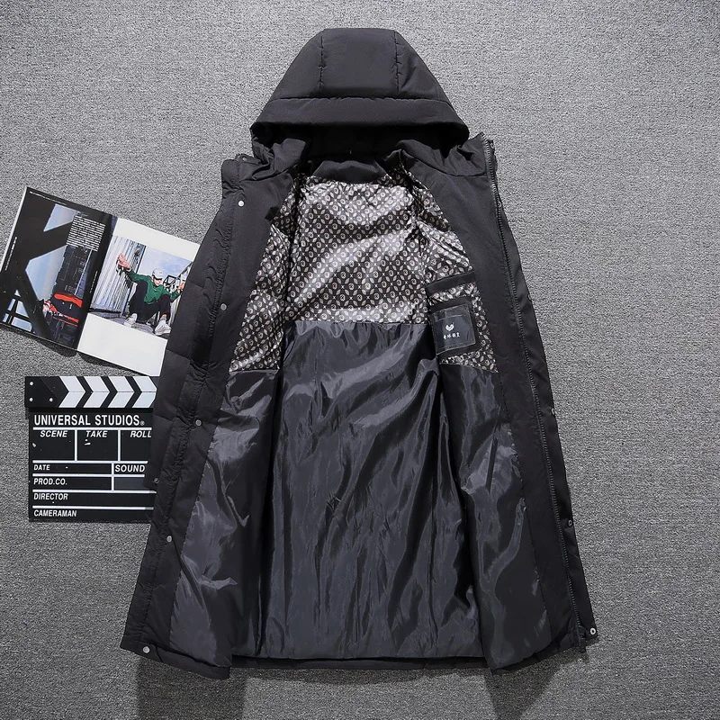 メンズ厚手のダウンジャケット,暖かいアウター,秋冬,ロング,白いダックダウンパーカー,ラージサイズ5xl,2023