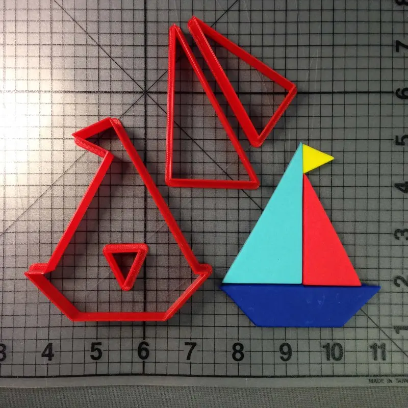 Sail Boat Sailboat Silhouette Fondant Decorated Cupcake Top Cookie Cutter 3D Printed Food Grade Custom Made