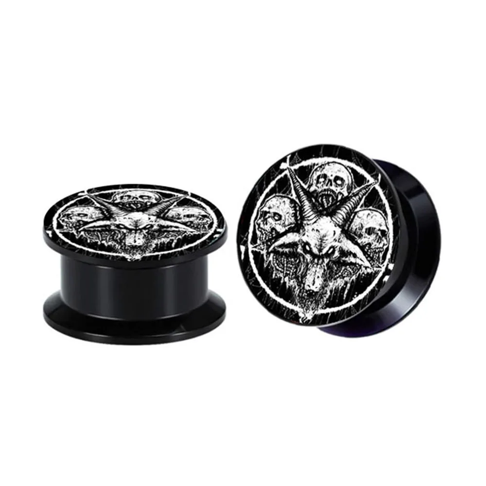 

TIANCIFBYJS Black Acrylic Ear Gauges Plugs Screw Earring Flesh Tunnels Expander Logo Stretchers Body Piercing Jewelry 160/320pcs