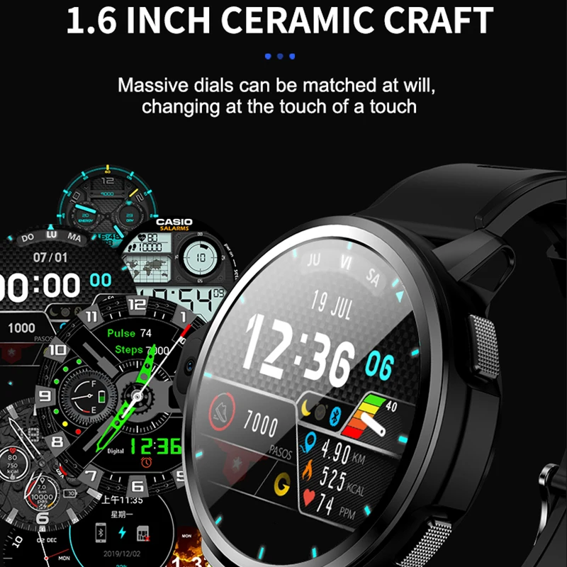 

IP67 waterproof 400*400 Android7.1 4g Smart watch with 1.6Inch 3GB+32GB Dual Camera GPS heart arte health Android Smartwatch man