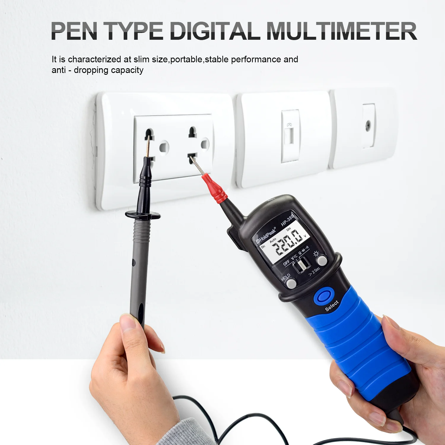 HoldPeak HP-38B Precision Digital Multimeter Pen Type Meter Auto Range LCD Professional AC/DC Voltage Electronic Diode Tester