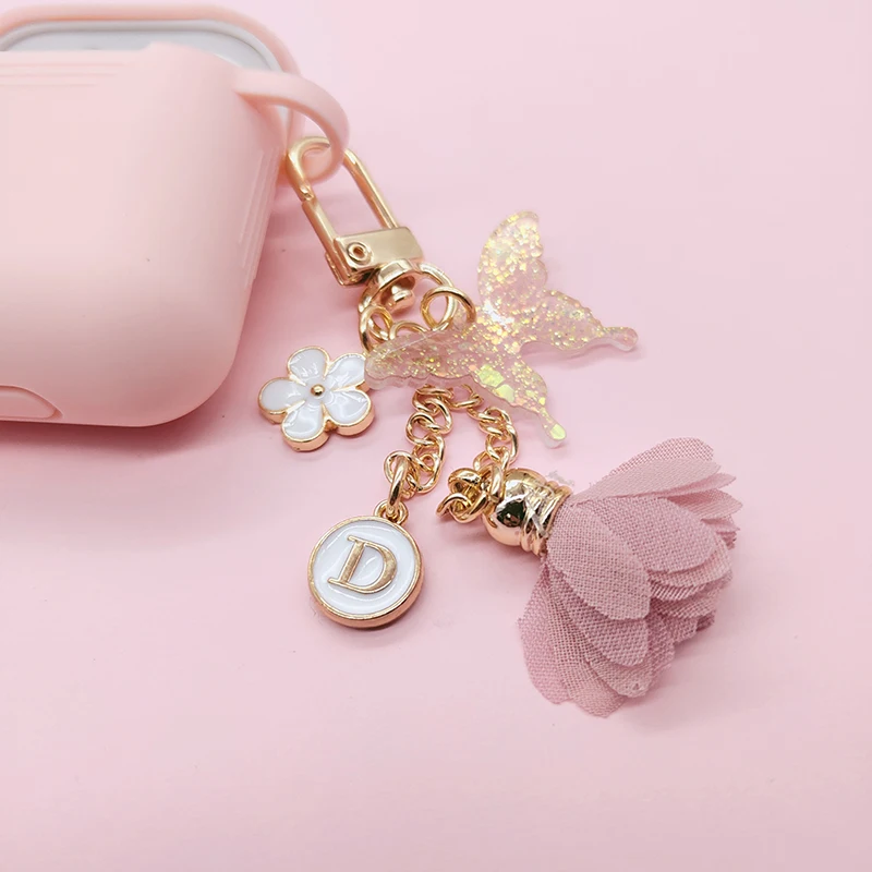 Airpods pro 3用シリコンケース,イヤホン用のキュートで光沢のあるケース,花と蝶のデザイン,夢のような紫色
