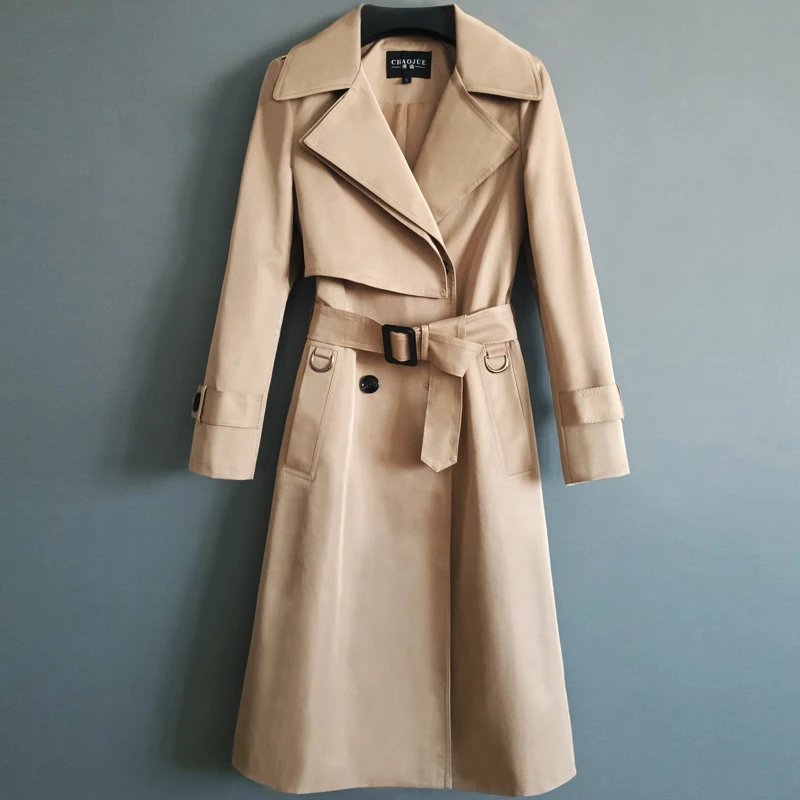 Spring New Women Over the Knee Long Trench Coat Autumn Winter Hot Selling Women's Fashion Casual Ladies Work Wear Nice Coats