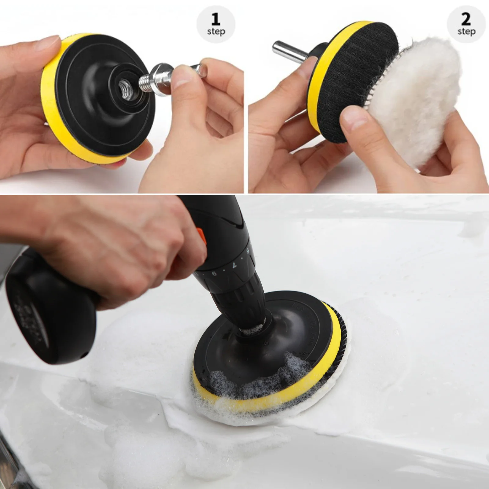 Electric Scrubber Brush Kit Plastic Round Cleaning Brush For Carpet Glass Car Tires Nylon Brushes