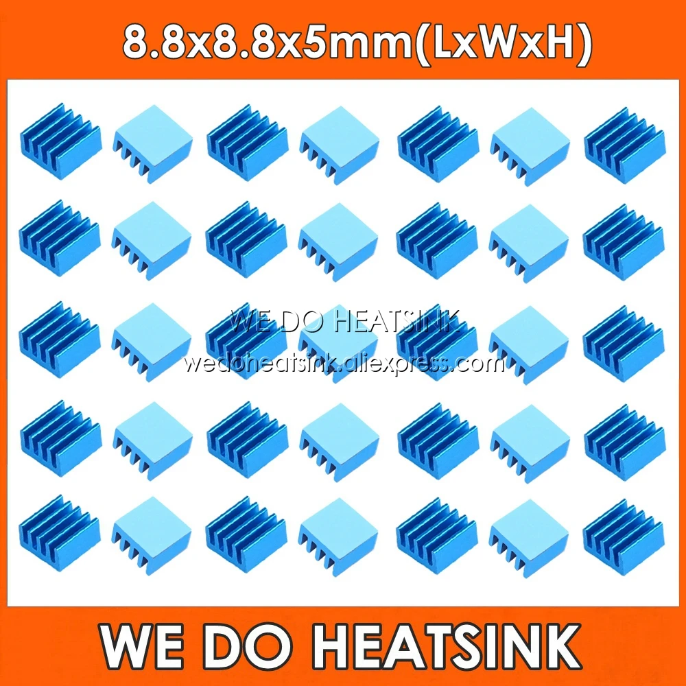 WE DO HEATSINK 10pcs 8.8x8.8x5mm Small Tiny Silver / Black Heatsink Aluminum Heat Sink Radiator Cooler With Tape Applied