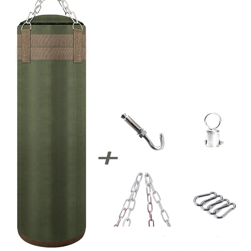 120cm Green Canvas Kick Boxing Punching Bag Sandbag For Adult MMA Muay Thai Taekwondo Sport Fitness Training Exercise Equipment