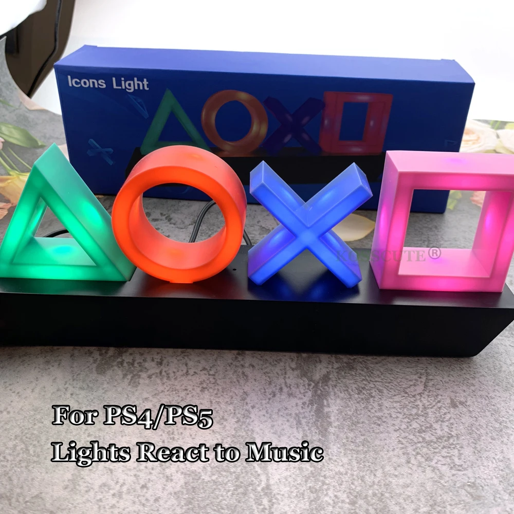 For PS4/PS5 Game Icon Lamp Neon Sign Sound Control Decorative Lamp Colorful Lights Game Lampstand LED Light