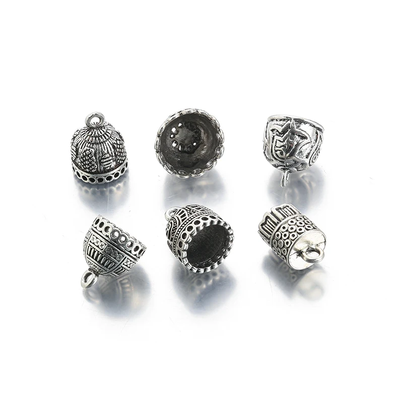 5 sztuk/partia Antique Silver Metal Cord zaślepki Big Hole Tassel okrągłe zaślepki zapięcia dla DIY tworzenia biżuterii ustalenia — zdjęcie 4
