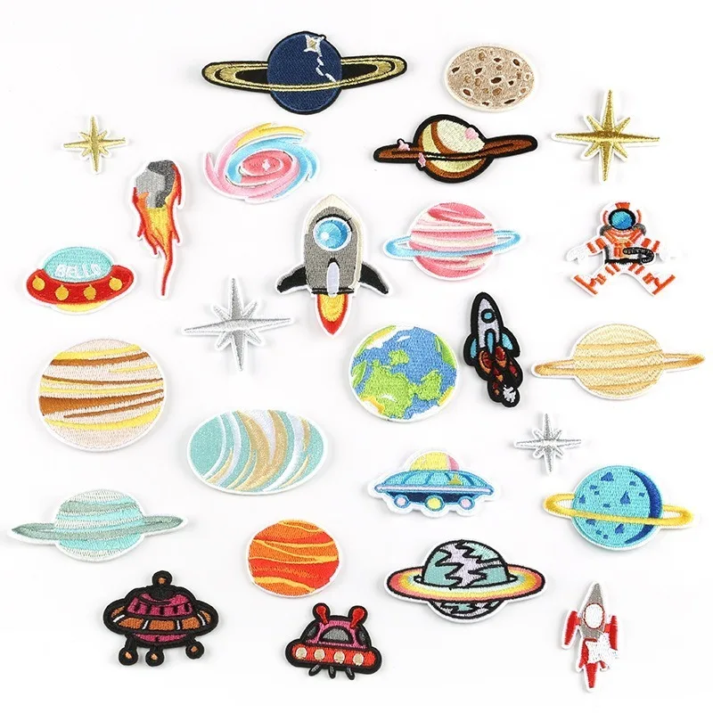 New Fashion Cartoon Character Spaceship Planet Series Embroidery Patch Badge DIY High-end Clothing Accessories Patch