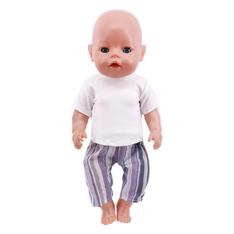 2Pcs/Set Doll Clothes Tops+Pants Fit 18 Inch American 43CM Reborn New Born Baby Doll Zaps OG Girl`s Toy Doll Our Generation Gift