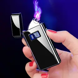 Double Arc Plasma Smart Lighter, Dual Flameless Cigarette, Rechargeable,  Metal Power Display