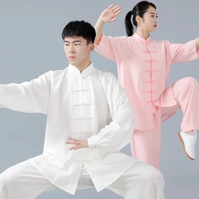 Spring Men Unisex Martial Arts Tai Chi Uniforms Linen Loose Bloomers Pants Chinese Traditional Kung Fu Meditation Casual Wear